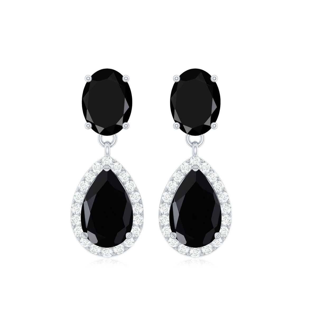 Rosec Jewels 3.75 CT black onyx and diamond dangle earrings featuring elegant drop design and sparkling gemstone accents.