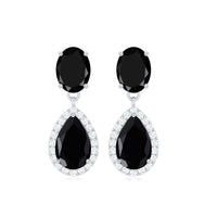 Rosec Jewels 3.75 CT black onyx and diamond dangle earrings featuring elegant drop design and sparkling gemstone accents.