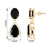 Rosec Jewels 3.75 CT black onyx and diamond dangle earrings featuring elegant drop design and sparkling gemstone accents.