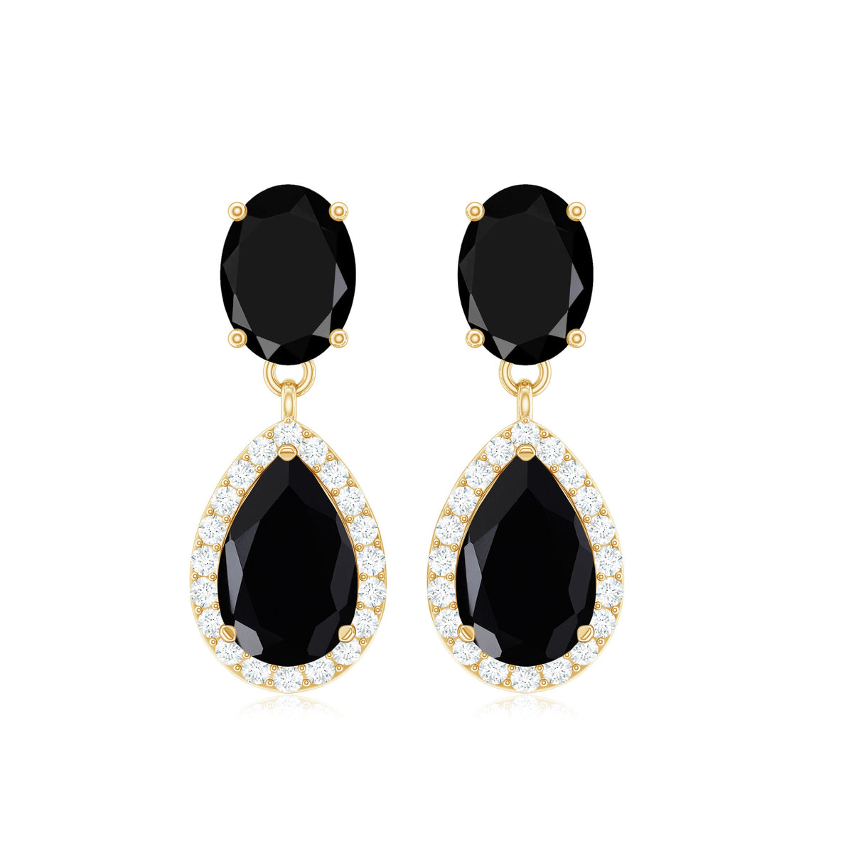 Black onyx and diamond dangle earrings by Rosec Jewels featuring 3.75 CT stones in elegant drop design.