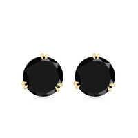 Real Black Onyx December Birthstone Earrings with Screw Back