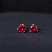 4.7 Carat Lab Grown Ruby Stud Earrings For Women