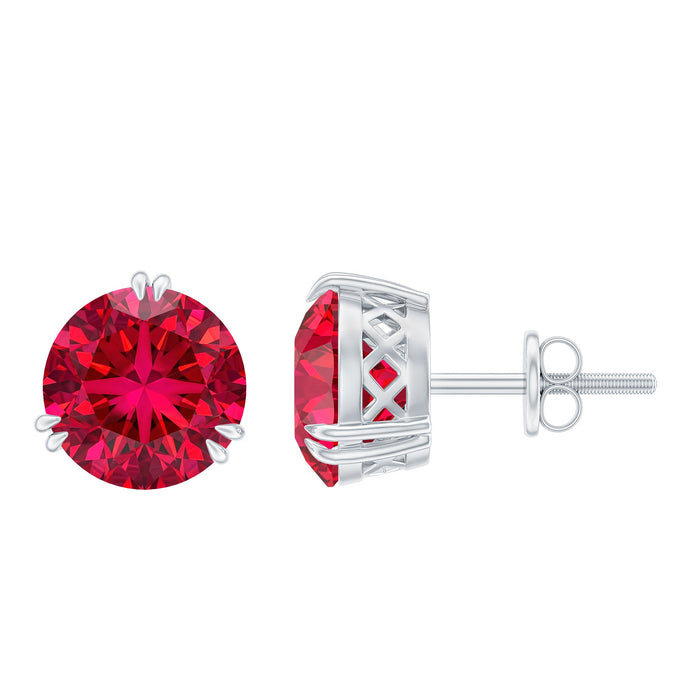 Rosec Jewels 4.7 Carat Lab Grown Ruby Stud Earrings for Women, showcasing sparkling ruby stones set in elegant earrings.