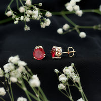 4.7 Carat Lab Created Ruby Solitaire Stud Earrings for Women