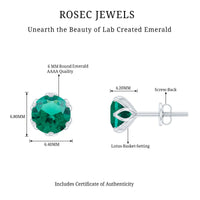 Lotus Basket Set 1.6 Carat Lab Created Emerald Solitaire Stud Earrings