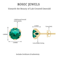 Lotus Basket Set 1.6 Carat Lab Created Emerald Solitaire Stud Earrings