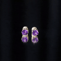 Natural amethyst and diamond bridal stud earrings from Rosec Jewels featuring yellow gold settings and elegant gemstone accents.