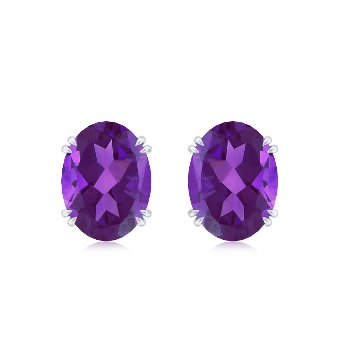 2 Carat Oval Cut Amethyst Solitaire Stud Earrings