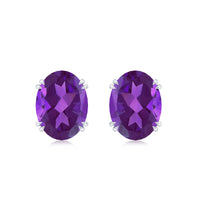 2 Carat Oval Cut Amethyst Solitaire Stud Earrings