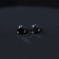 Black Onyx Solitaire Stud Earring in Claw Setting