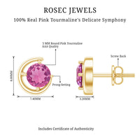 0.9 Carat Genuine Pink Tourmaline Solitaire Stud Earrings