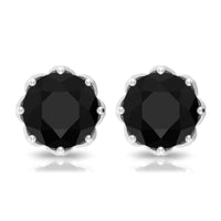 Solitaire 6MM Lab Created Black Diamond Stud Earrings in Decorative Setting