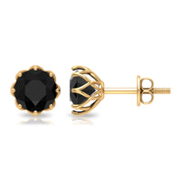 Solitaire 6MM Lab Created Black Diamond Stud Earrings in Decorative Setting