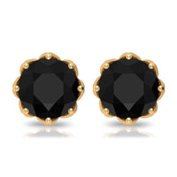 Solitaire 6MM Lab Created Black Diamond Stud Earrings in Decorative Setting