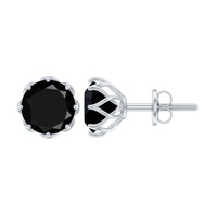Natural 7mm black onyx earrings with screw back fastening by Rosec Jewels, showcasing polished black gemstone jewelry.