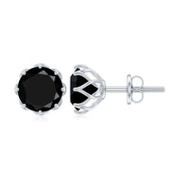 Natural 7mm black onyx earrings with screw back closure by Rosec Jewels, showcasing elegant gemstone jewelry.