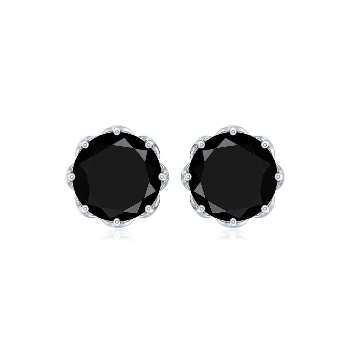 Natural 7mm black onyx earrings with screw back from Rosec Jewels featuring sleek, polished black onyx stones and secure screw back closures.