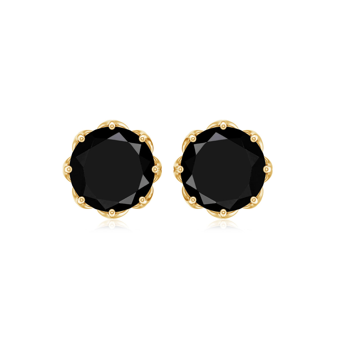 Natural 7mm black onyx earrings with screw back closures by Rosec Jewels, showcasing polished black gemstone earrings.
