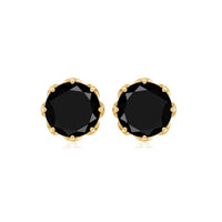 Natural 7mm black onyx earrings with screw back closures by Rosec Jewels, showcasing polished black gemstone earrings.