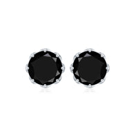 Genuine 7mm black spinel stud earrings with screw back, made by Rosec Jewels, featuring polished gemstone settings.