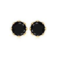 Genuine 7mm black spinel stud earrings with screw back from Rosec Jewels, showcasing the sparkling black gemstones and secure fastening.