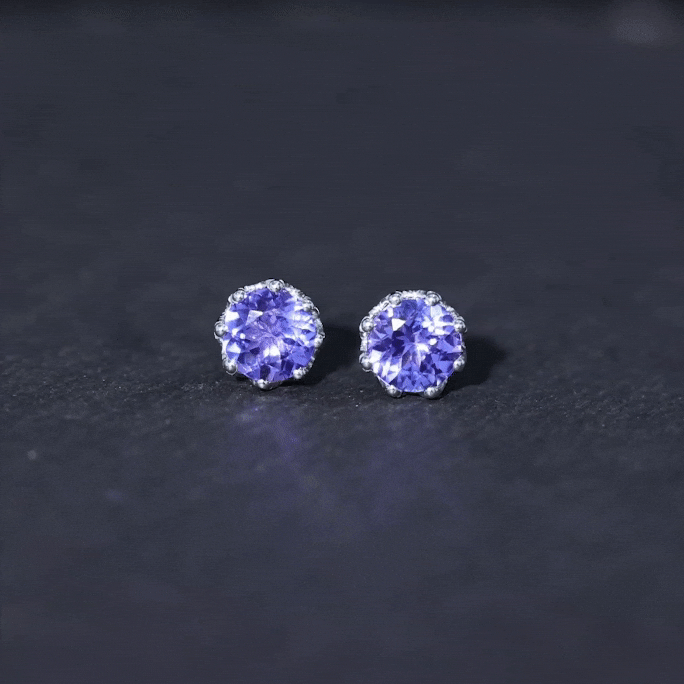Rosec Jewels 1 Carat Tanzanite Stud Earrings featuring vibrant blue-purple tanzanite gemstones and classic stud setting.
