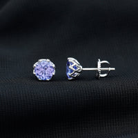 Rosec Jewels 1 Carat Tanzanite Stud Earrings featuring vibrant purple-blue tanzanite gemstones and classic stud design.