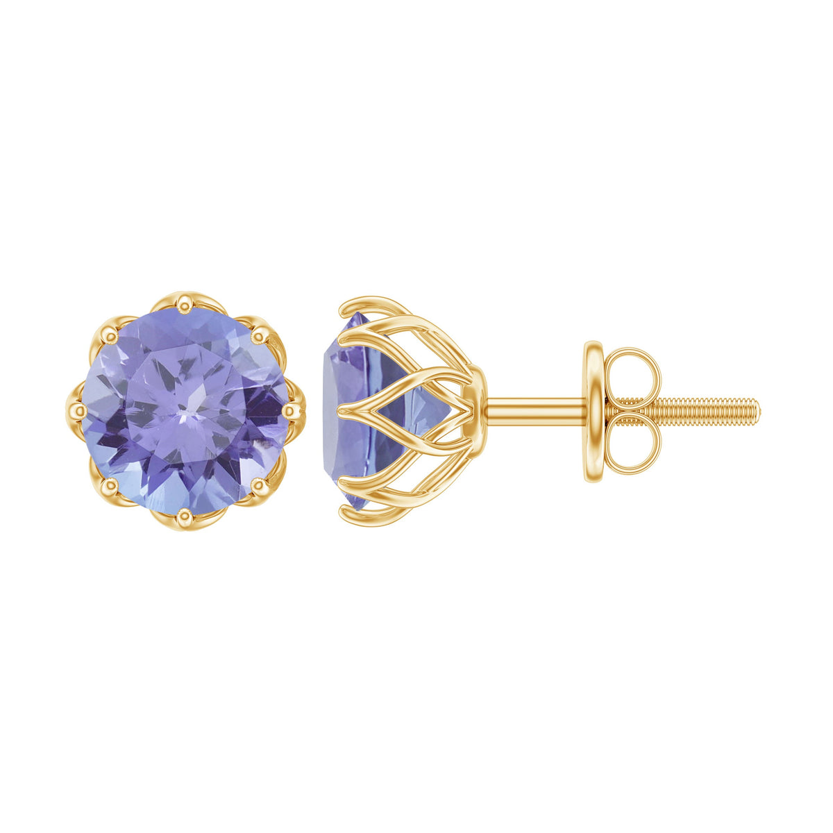 Rosec Jewels 1 Carat Tanzanite Stud Earrings featuring vibrant blue-purple gemstones set in elegant stud design.