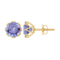 Rosec Jewels 1 Carat Tanzanite Stud Earrings featuring vibrant blue-purple gemstones set in elegant stud design.