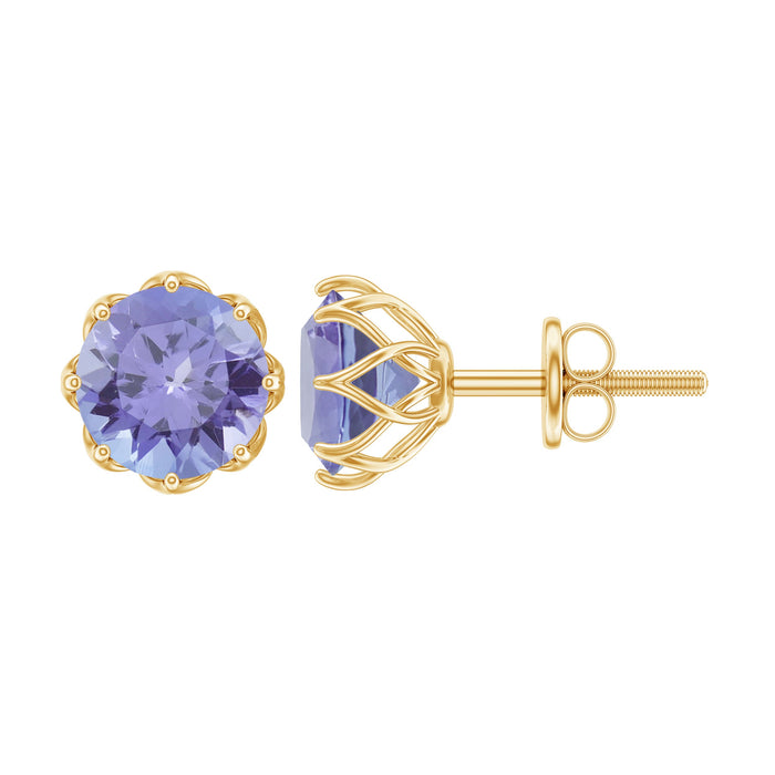 Rosec Jewels 1 Carat Tanzanite Stud Earrings featuring vibrant blue-purple gemstones set in elegant stud design.