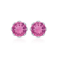 Natural 2.4 carat pink tourmaline solitaire earrings with screw back by Rosec Jewels, featuring vibrant pink gemstones in elegant earrings.