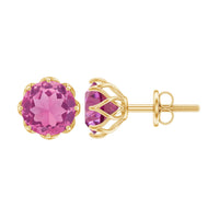 Natural 2.4 carat pink tourmaline solitaire earrings with screw back by Rosec Jewels, showcasing elegant pink gemstone jewelry.