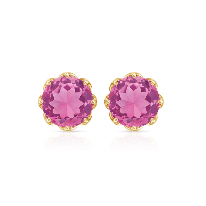 Natural 2.4 carat pink tourmaline solitaire earrings with screw back, elegant jewelry by Rosec Jewels.