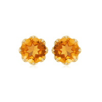 Natural 7mm citrine stud earrings with screw back by Rosec Jewels, showcasing bright yellow gemstones in a classic earring design.