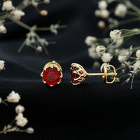 6MM Decorative Created Ruby Solitaire Stud Earrings