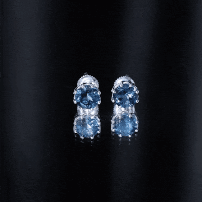 Rosec Jewels 2.7 carat genuine London Blue Topaz solitaire stud earrings with certificate, showcasing vibrant blue gemstones.