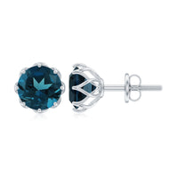 Rosec Jewels 2.7 Carat London Blue Topaz solitaire stud earrings with certificate, featuring vibrant blue gemstones and classic setting.
