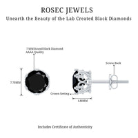 Vintage Lab Created Black Diamond Stud Earrings For Women