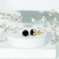 Vintage Lab Created Black Diamond Stud Earrings For Women