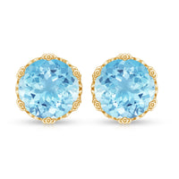 1.6 Carat genuine aquamarine crown stud earrings by Rosec Jewels with silver posts and intricate crown design.