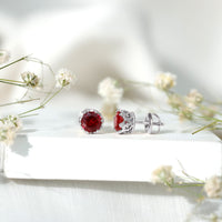 Rosec Jewels 2.7 Carat lab-created ruby solitaire stud earrings with classic design and secure posts.