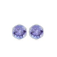 Natural 1 Carat Tanzanite crown stud earrings with screw back by Rosec Jewels, showcasing elegant purple gemstone designs.