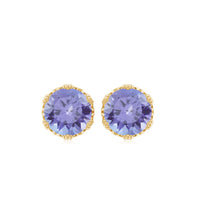 Natural 1 Carat Tanzanite Crown Stud Earrings with Screw Backs by Rosec Jewels, featuring deep blue tanzanite gemstones on elegant studs