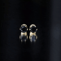2.4 Carat Round Cut Black Onyx Solitaire Stud Earrings