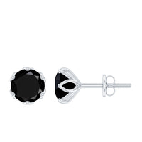 2.4 Carat Round Cut Black Onyx Solitaire Stud Earrings