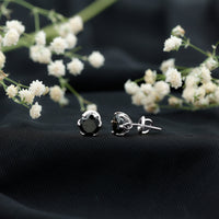 2.4 Carat Round Cut Black Onyx Solitaire Stud Earrings