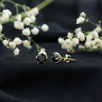 2.4 Carat Round Cut Black Onyx Solitaire Stud Earrings