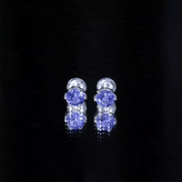 1 Carat Round Cut Tanzanite Solitaire Stud Earrings for Women
