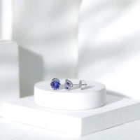 1 Carat Round Cut Tanzanite Solitaire Stud Earrings for Women
