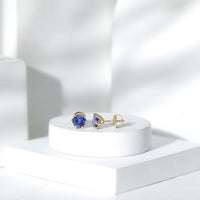 1 Carat Round Cut Tanzanite Solitaire Stud Earrings for Women